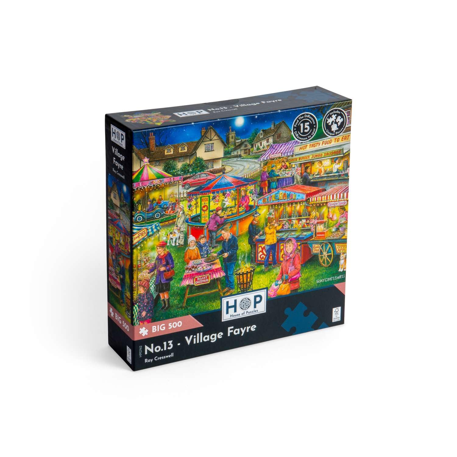 The House of Puzzles Village Fayre Jigsaw, Find The Difference, Big 500 Piece Jigsaws for Adults Extra Large Pieces - Image 2