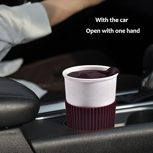 Miniatura 33 de Taza de café de viaje de cerámica, 12 onzas, portátil, taza de viaje con tapa, taza alta de doble pared, vaso para llevar para portavasos de NewDay