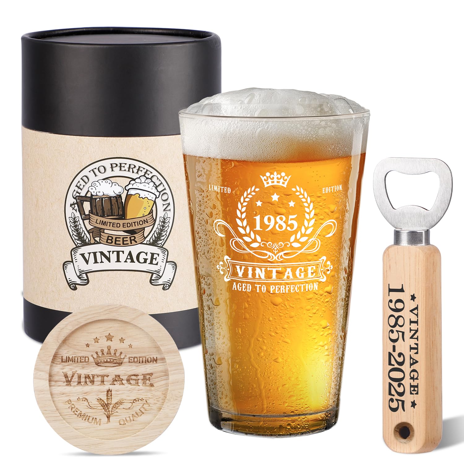 Bicchiere Da Birra 40° Compleanno 1984 - Edizione Limitata In Legno - Foto 10