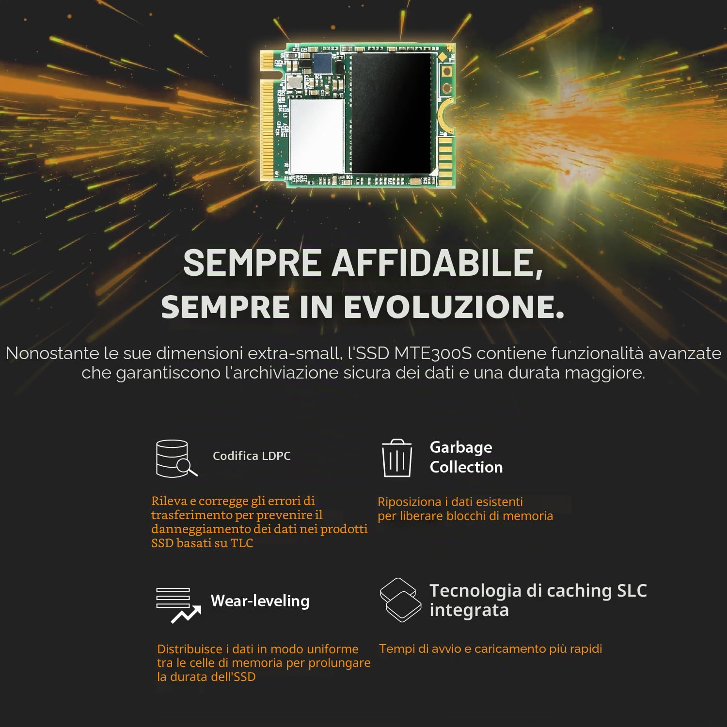 Transcend MTE300S 256 GB NVMe PCIe Gen3 x4 M.2 2230 unità Interna a Stato Solido (SSD) 3D TLC NAND (TS256GMTE300S)