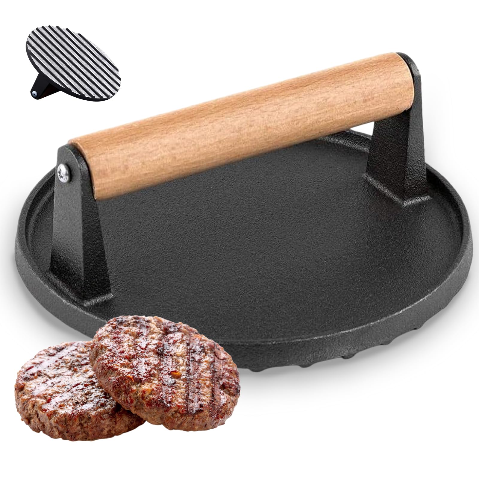 Cast Iron Burger Press, Heavy-Duty Burger Smasher Press