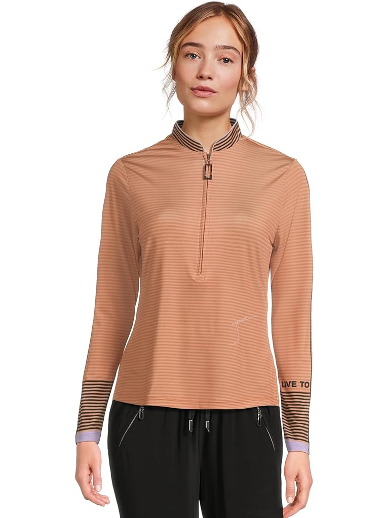 Beige Jamie Sadock Live To Dream Long Sleeve Sunsense 1/4 Zip Top