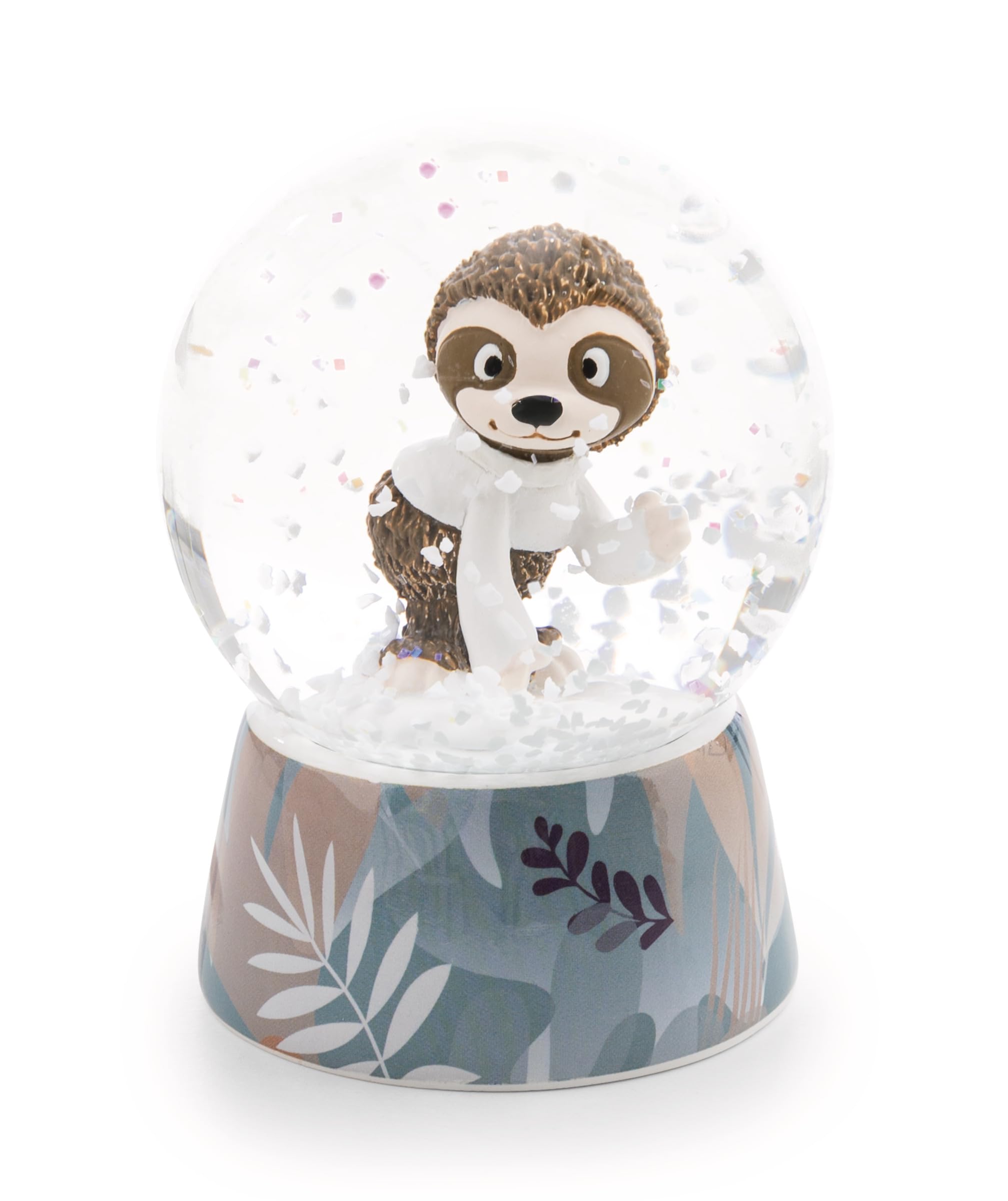 NICI 62461 Kula śnieżna, leniwiec Izzy Icetumbler, szklana kula do potrząsania, dekoracja z brokatem, pomysł na prezent dla przyjaciół, 6,5 cm, biała