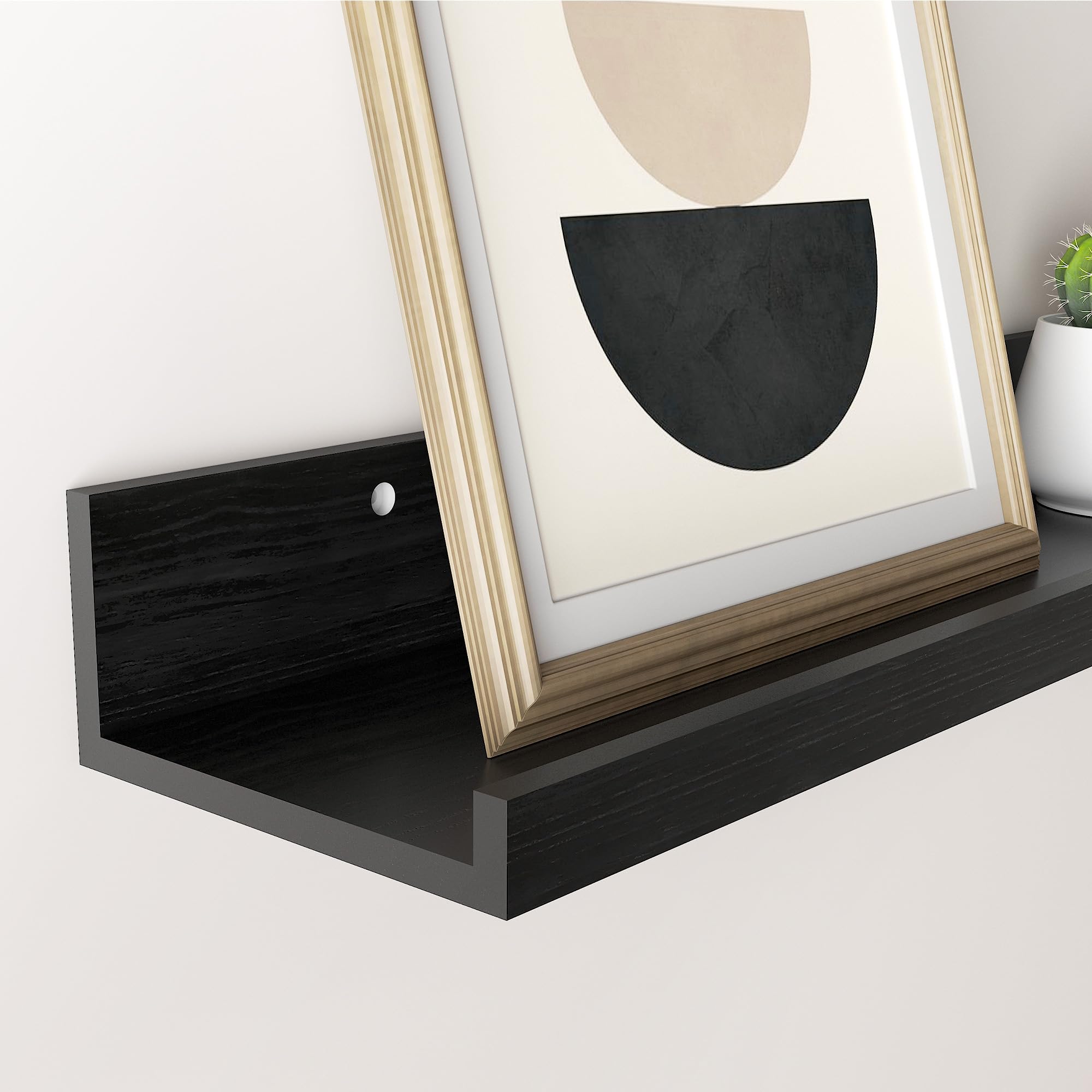 RLAVBL Mensola da Muro 60cm in Legno Nero,Salvaspazio per Casa,Set 5