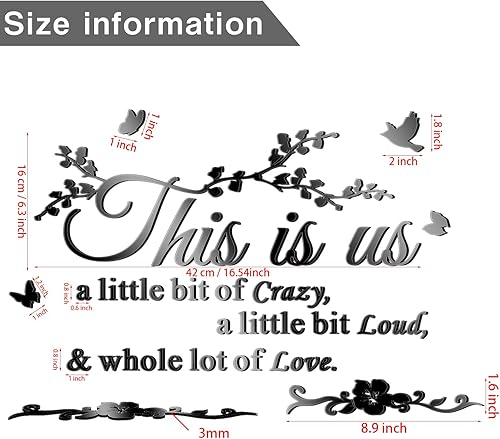 Miniatura 2 de Outus Living Room Wall Decor 3D Acrylic Mirror This is Us Wall Letter Stickers Sign Removable Family Tree Inspirational Quote Decal DIY Art