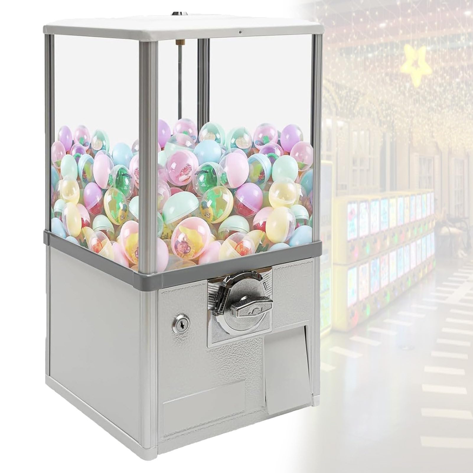 Automat Do SprzedażY KapsułEk Z Zamkami, Skarbonka Na Gumy Do żUcia Na Monety, Wielofunkcyjny Automat Do SprzedażY KapsułEk, 100 Pustych PiłEk, Do SklepóW Z Grami White