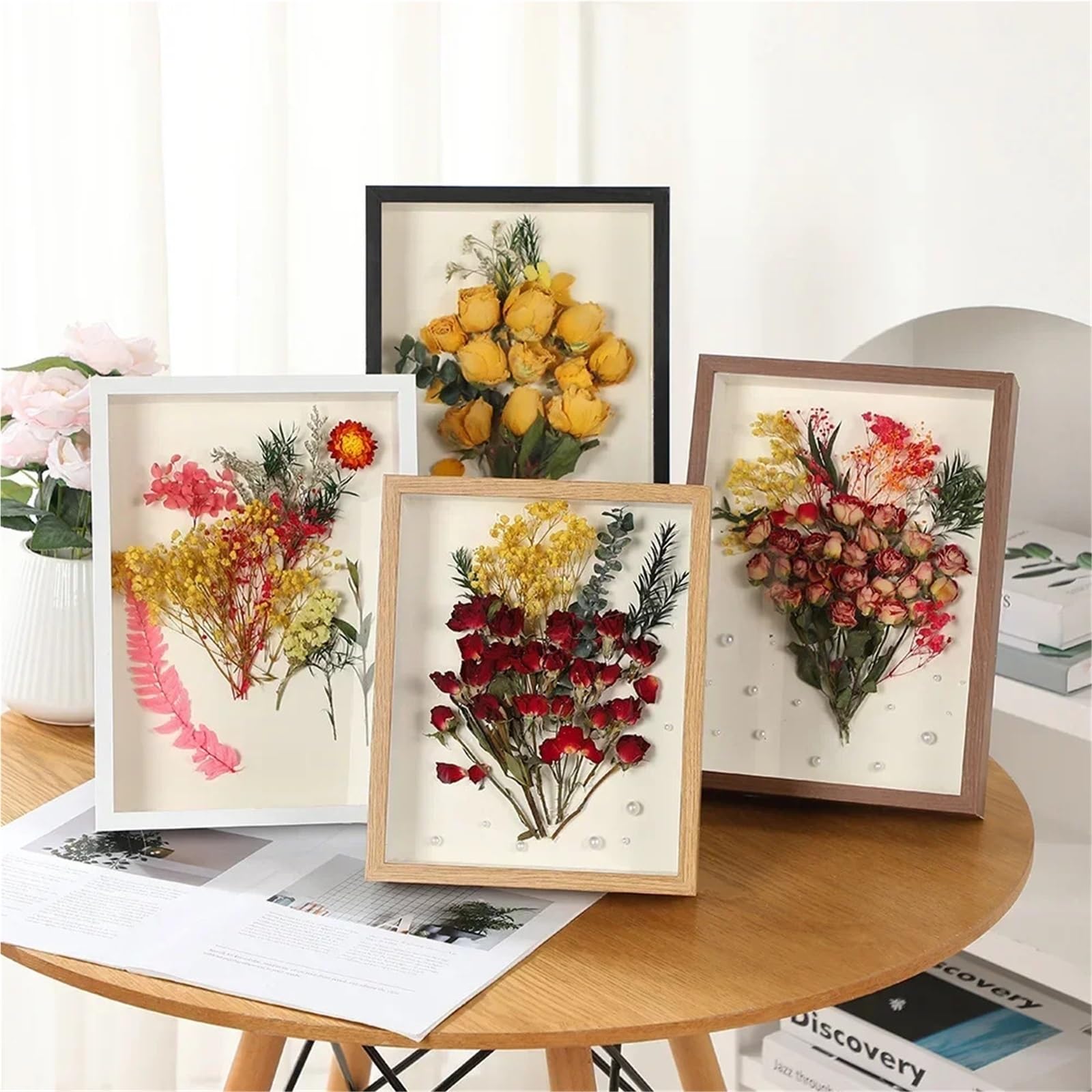 3D Hohler Bilderrahmen Rose Probenrahmen DIY Home Dekorative Wandbehang Display Rahmen Shadow Box Home Decor für Blumen(Brown,20.3x25.4x5cm 10Inch)