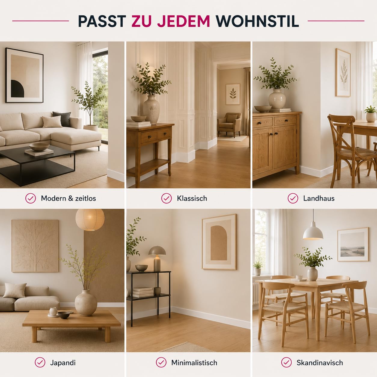 Leiste24 Lot de 10 plinthes en MDF avec chemin de câble et découpe à clip - Blanc - 26 m - 60 mm - Pour stratifié, vinyle, parquet et carrelage