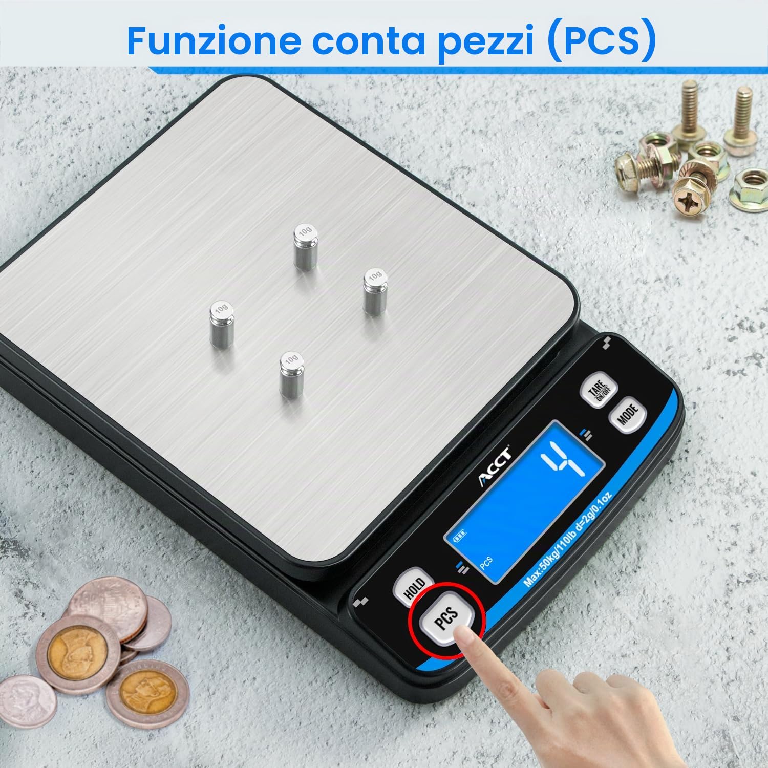 110lb Postal Scale - Bilancia per spedizioni ad alta precisione con funzioni di tara, conteggio e mantenimento, 5 unità, perfetta per spedizioni postali, pacchi e lettere, con nastro adesivo