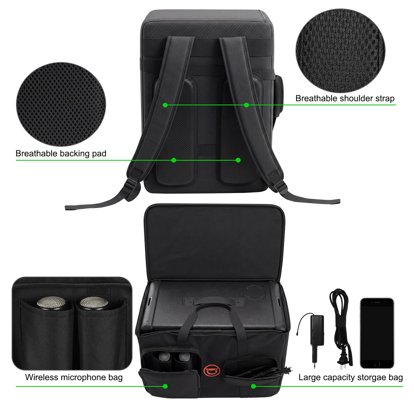 Custodia da Trasporto Copertura Compatibile con Marshall Bromley 450 - Altoparlante portatile per feste, Borsa da Viaggio Zaino per Marshall Bromley 450 e Accessori, Nero