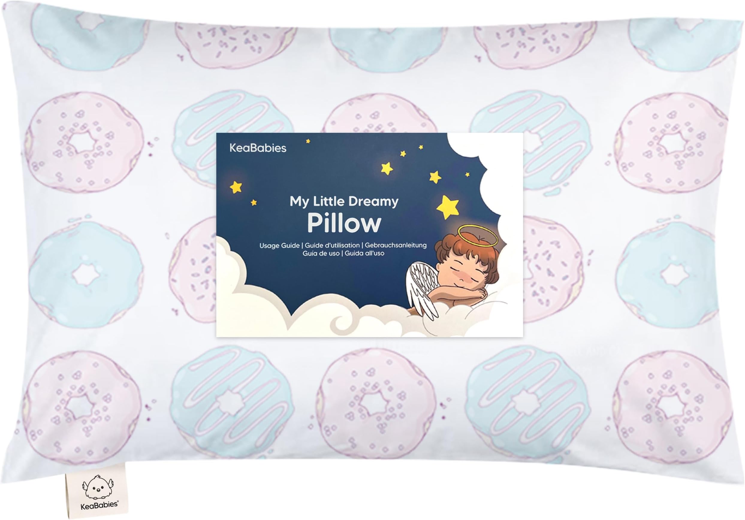 Toddler Pillow with Pillowcase - 13x18 My Little Dreamy Kids Travel Bed Pillows for Sleeping, Organic Cotton Small Pillowcase, Soft & Breathable, Machine Washable, Toddlers 2-5 Years Old (Donuts)Global Organic Textile StandardGlobal Organic Textile StandardGlobal Organic Textile StandardGlobal Organic Textile Standard