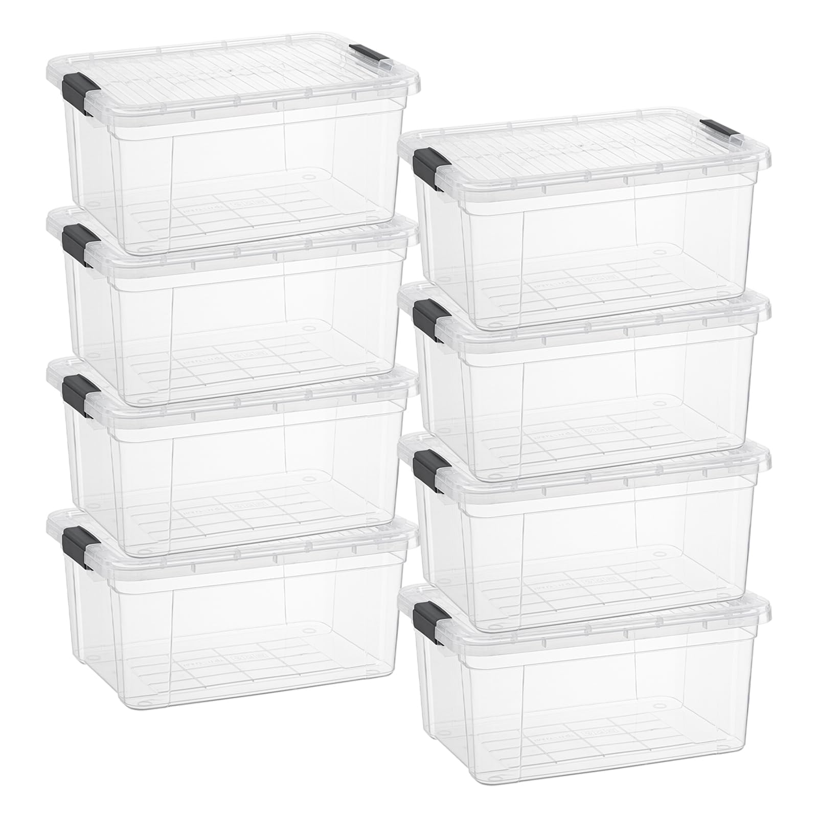 Superio 1.85 Quart Clear Plastic Storage Boxes with Lids, Stackable Organizer Containers, BPA-Free Storage Bins for Home, Office, School &amp; Dorm, 8 Pack
