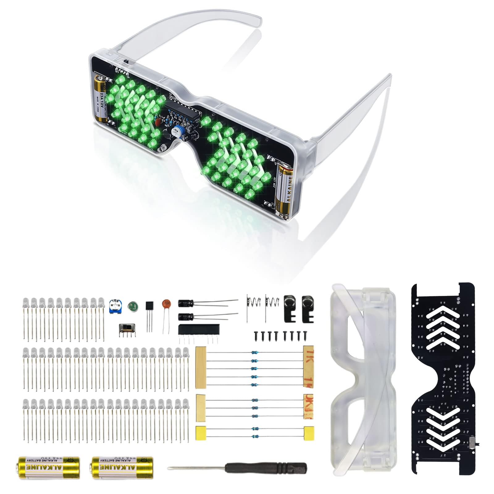 KASTWAVE Soldering Practice Kit with Sound-Activated Light Up Glasses for Beginners and Students DIY Electronics Projects