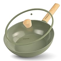 Römertopf Wok 28 cm con Coperchio in Vetro – Alluminio con Rivestimento Antiaderente in Ceramica Svizzera ILAG – Resistente ai Graffi – Induzione, Gas ed Elettrico – 3,52 L – Verde