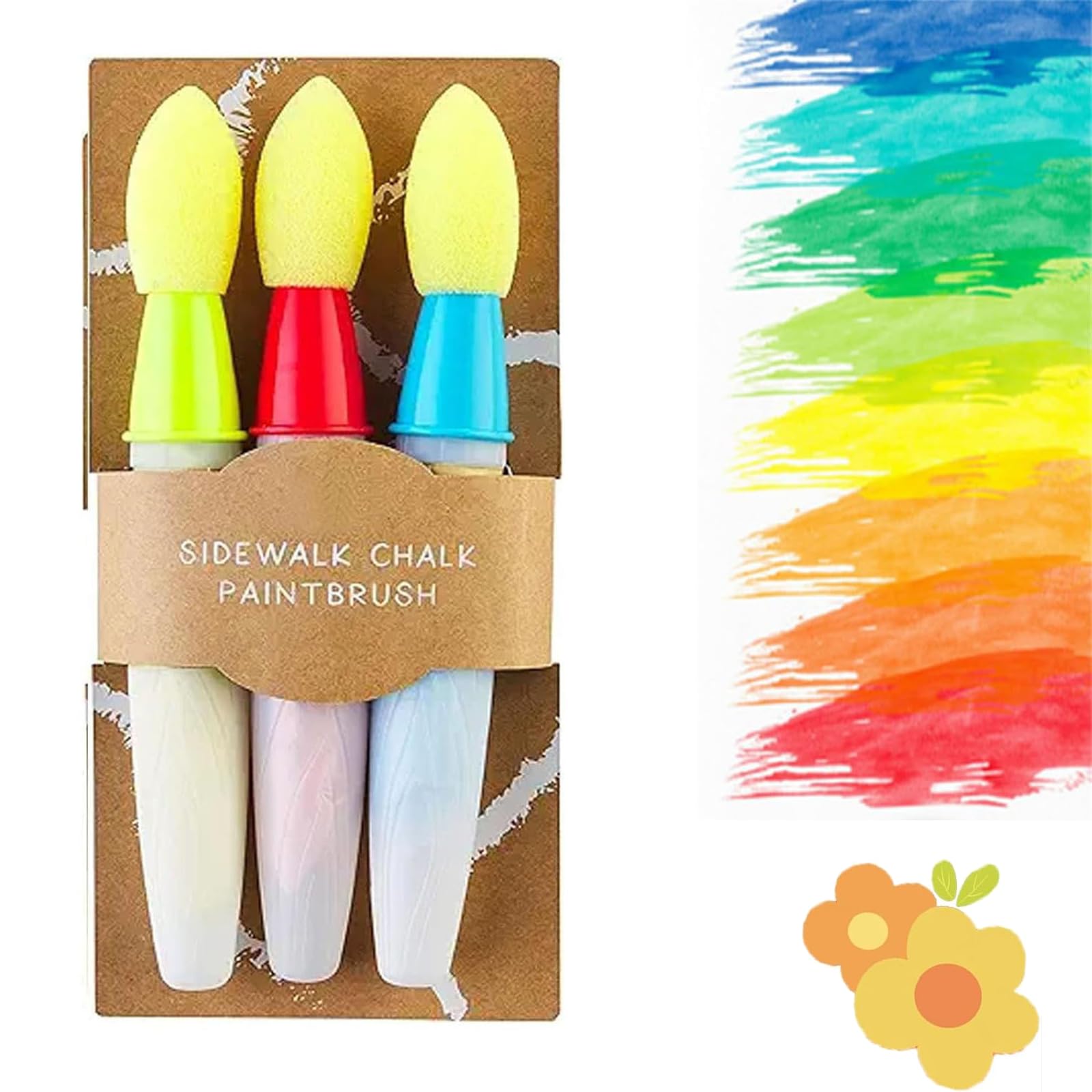 Sidewalk Chalk Paint Brush,Paintbrush with Liquid Chalks, Add Water to The Brushes to Use and Easy to Clean (1PCS (Red,Green,Blue))