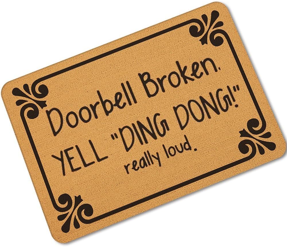 Accssoey Funny Doormat, Bedroom Entrance Door Mat Pad Kitchen Absorbent Mat Anti-Slip Door Mat Absorbent Mat Doorbell Broken Doormat 23.6"×15.7" Inch