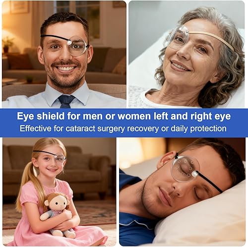 Miniatura 7 de AMZVIO 2 protectores de ojos para después de la cirugía de cataratas, parche de plástico duro transparente con correa elástica extendida más larga y