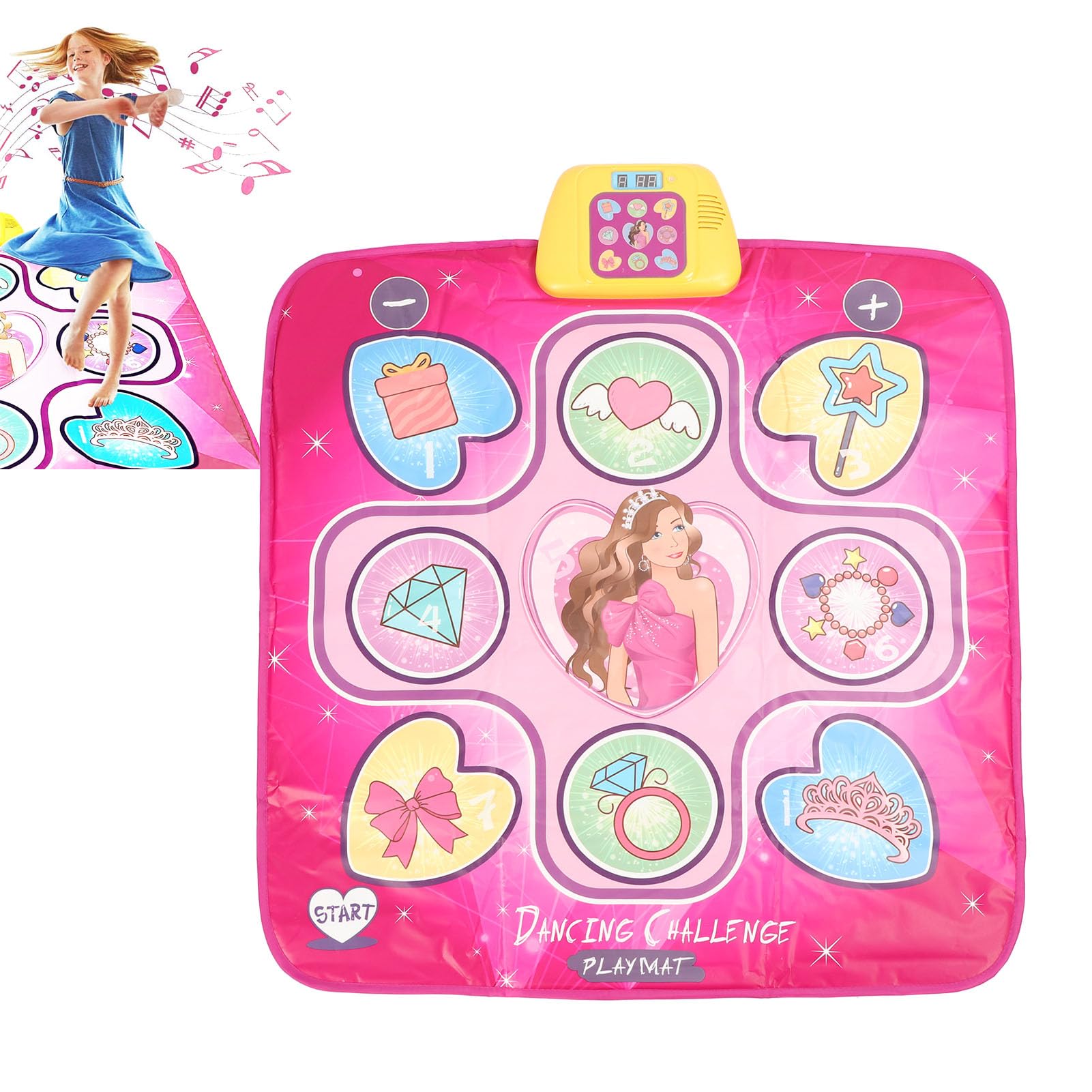 Asixxsix Tappetino da Ballo Elettronico, Tappetino da Gioco Musicale Pieghevole in Plastica Migliora la Coordinazione Tappetino da Ballo Programmabile con Connessione Wireless per Bambini