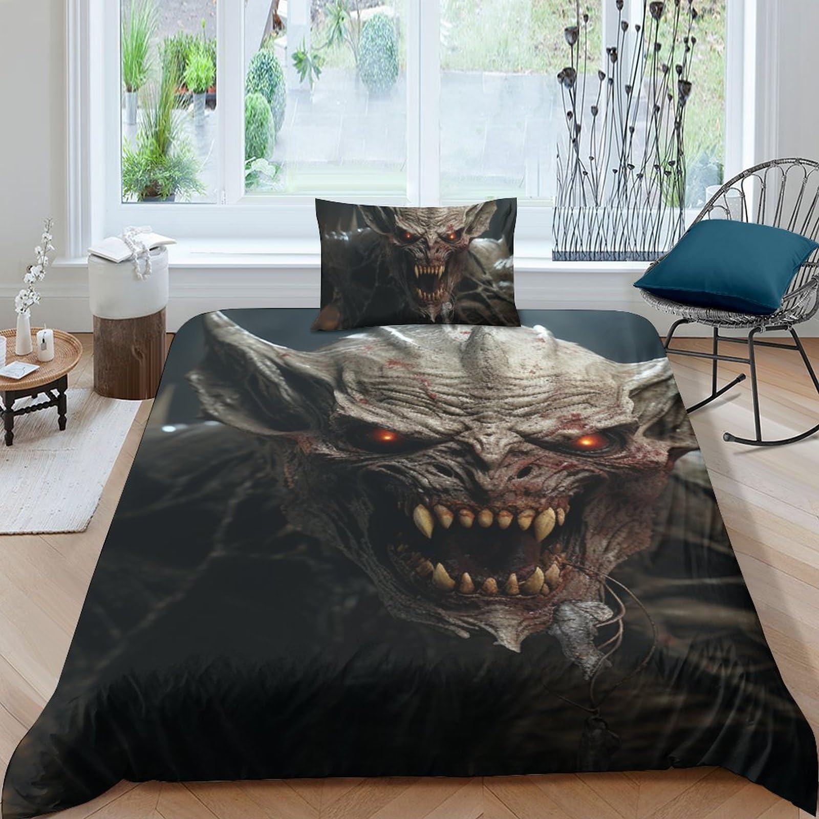 Parure de lit monstre hypoallergénique en microfibre douce avec fermeture éclair