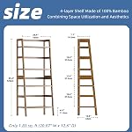 HITNET Bibliothèque d'élèves, 4-Tier Étagère de rangement, étagère de stockage à affichage libre, support pour les petites fleurs, Space Étagère de livre en bambou, noyer