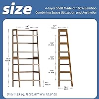 Vista 3 de HITNET - Estantería de escalera, estantería de bambú de 4 niveles, estante de exhibición y almacenamiento abierto independiente, estante