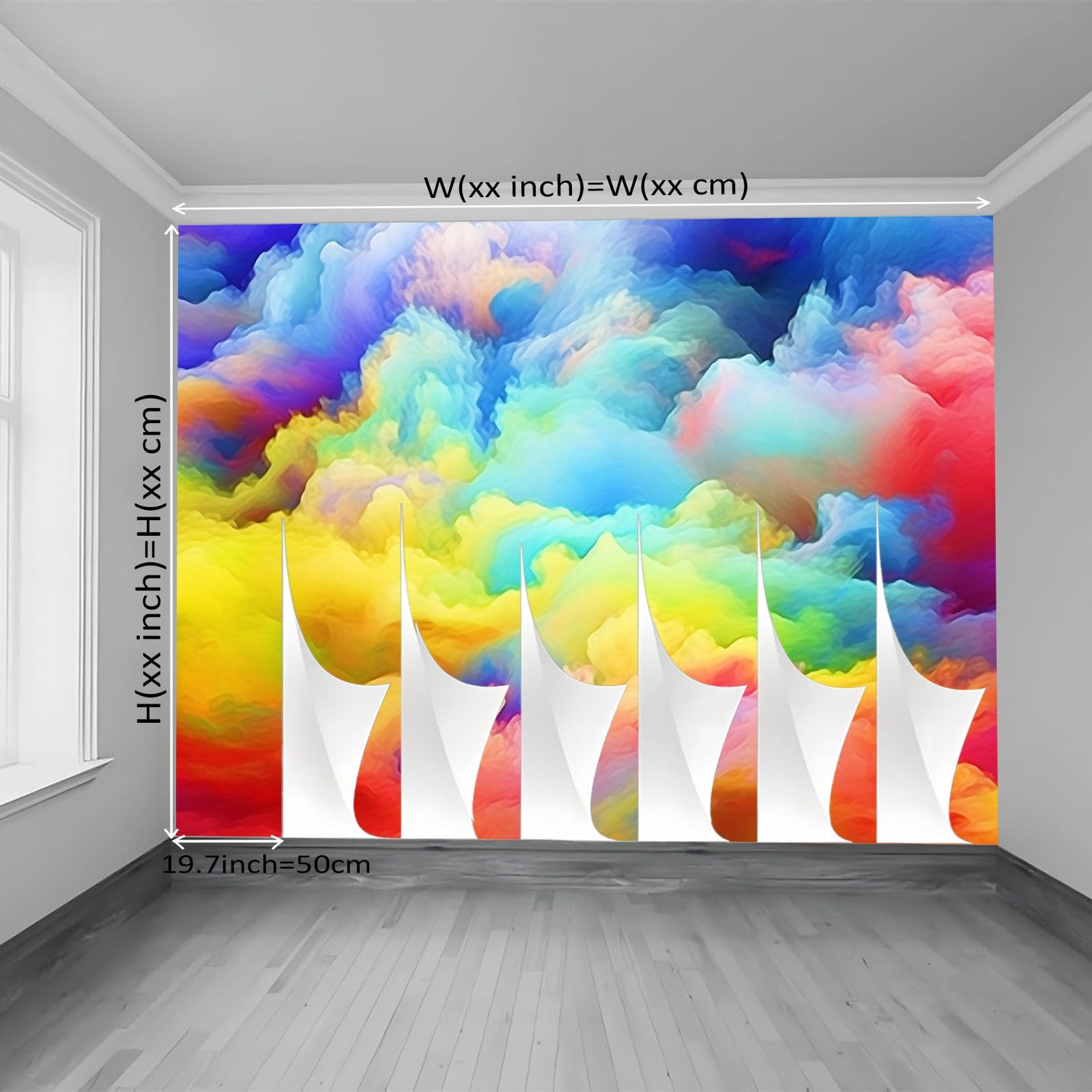 Fototapeta, wzory chmur, 400 x 280 cm, włóknina, sztuka ścienna, mural kolorowy, psychodeliczny styl snu, tapeta do sypialni, salonu, łazienki, dorosłych, nie odkleja się i nie przykleja