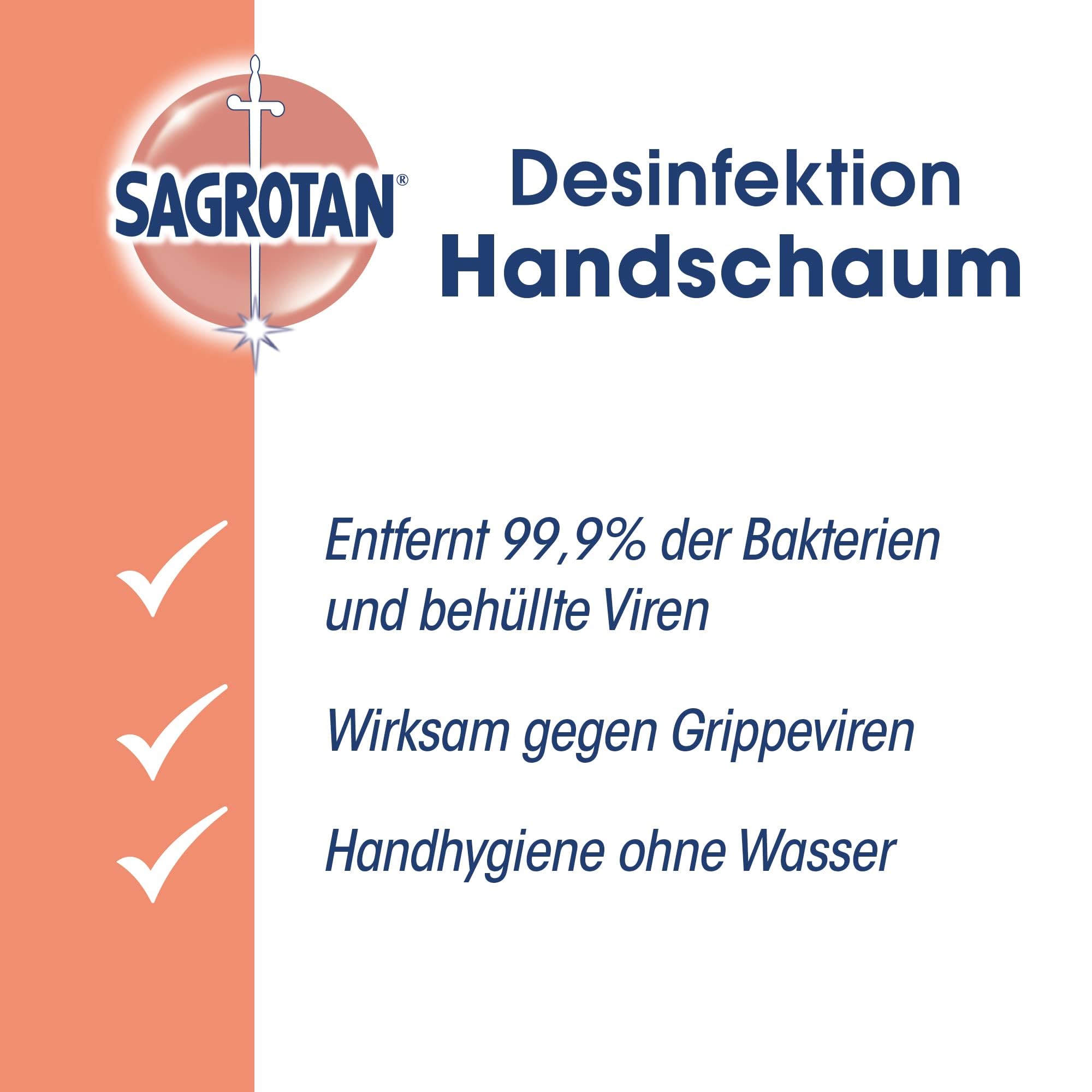 Sagrotan Desinfektion Handschaum – Kleines Handdesinfektionsmittel für unterwegs – 12 x 50ml antibakterieller Schaum
