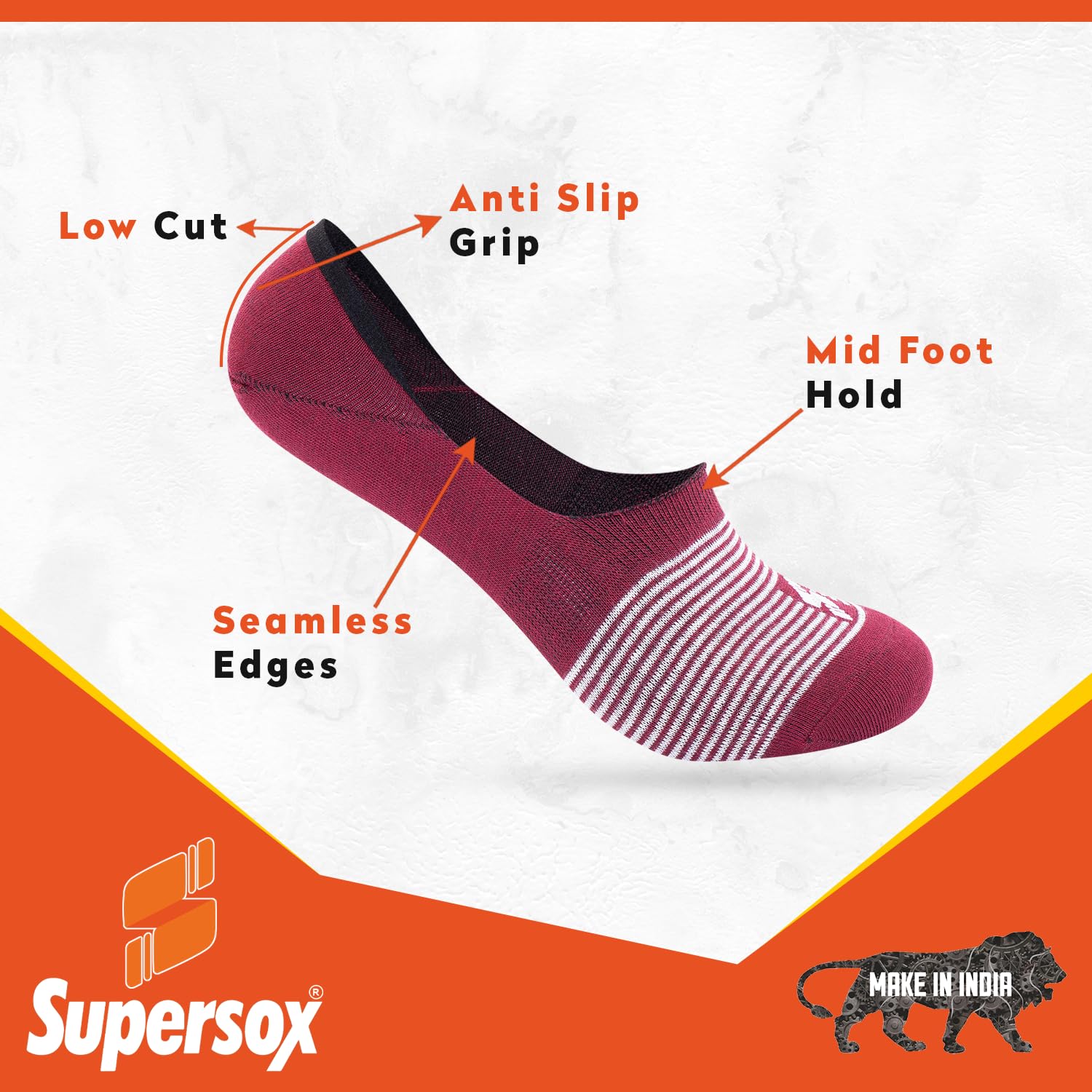 Supersox Stylish No Show Loafer Socks for Man | Combed Cotton | Breathable & Moisture Absorbent | Anti-Odour | Anti-Slip Grip | Low Cut Invisible Fit | Blue, Green, Maroon, Black | Pack of 4 1