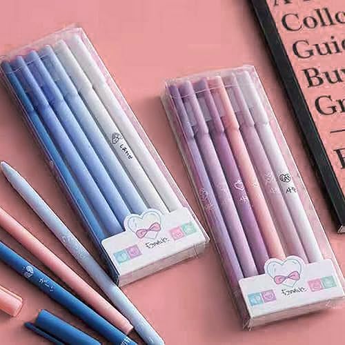 Miniatura 9 de Paquete de 12 bolígrafos de tinta de gel, morado, azul, caramelo, color Morandi, tinta negra, punta extrafina de 0.020 in, lindos bolígrafos para