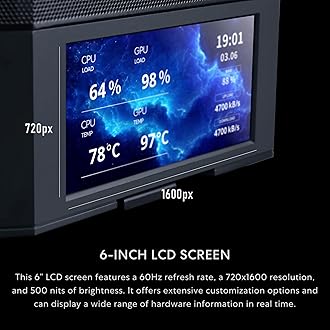 Lian Li LANCOOL 207 Digital ATX Computer Case w/Integrated LCD Screen, Mesh-Centric Panels Mid-Tower PC Case w/ 2 x 140x40x30mm PWM Fans, 2 x 140mm Fans Pre-Installed, Side or Rear-Mount PSU