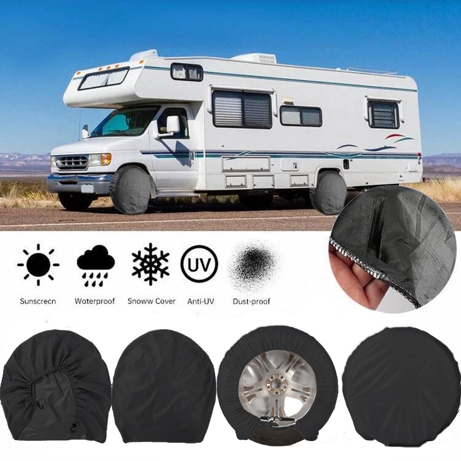Set di 4 coperture per pneumatici per rimorchio, camion, SUV, camper, auto, camper, per camper con diametro di 91,4-99,1 cm, impermeabili, antipolvere, sole e neve, per verniciatura (diametro 91,4
