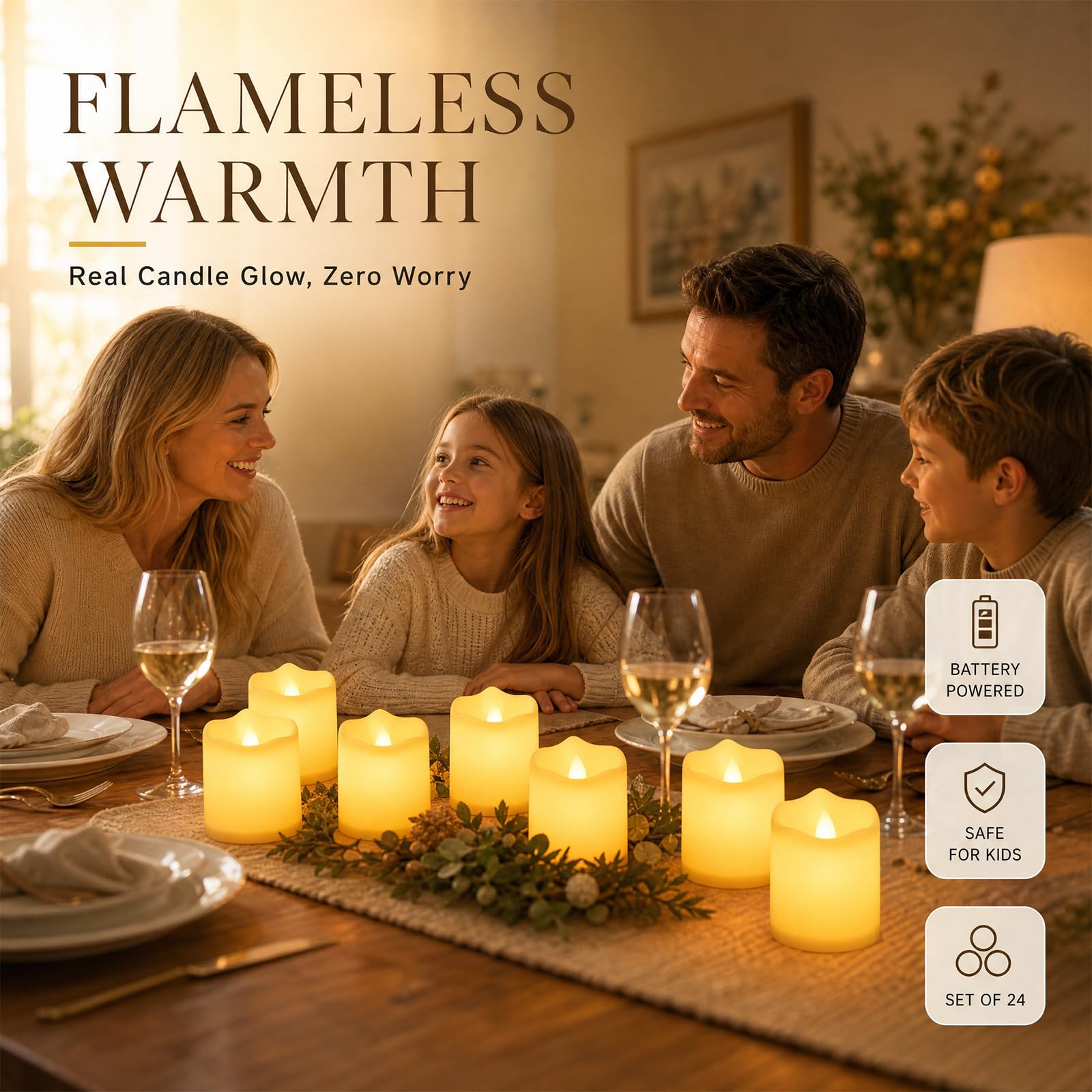 Bougies Chauffe,Bougies LED Sans Flamme avec Effet Flamme Vacillante,Plat LED à Piles,Noël,Halloween,Table et Maison,01