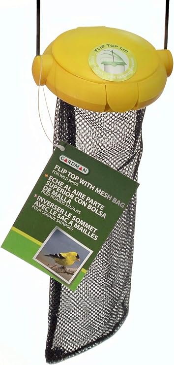 Gardman BA04820A Yellow Flip Top Thistle Feeder Mesh Bag, 4 Wide x 12 High