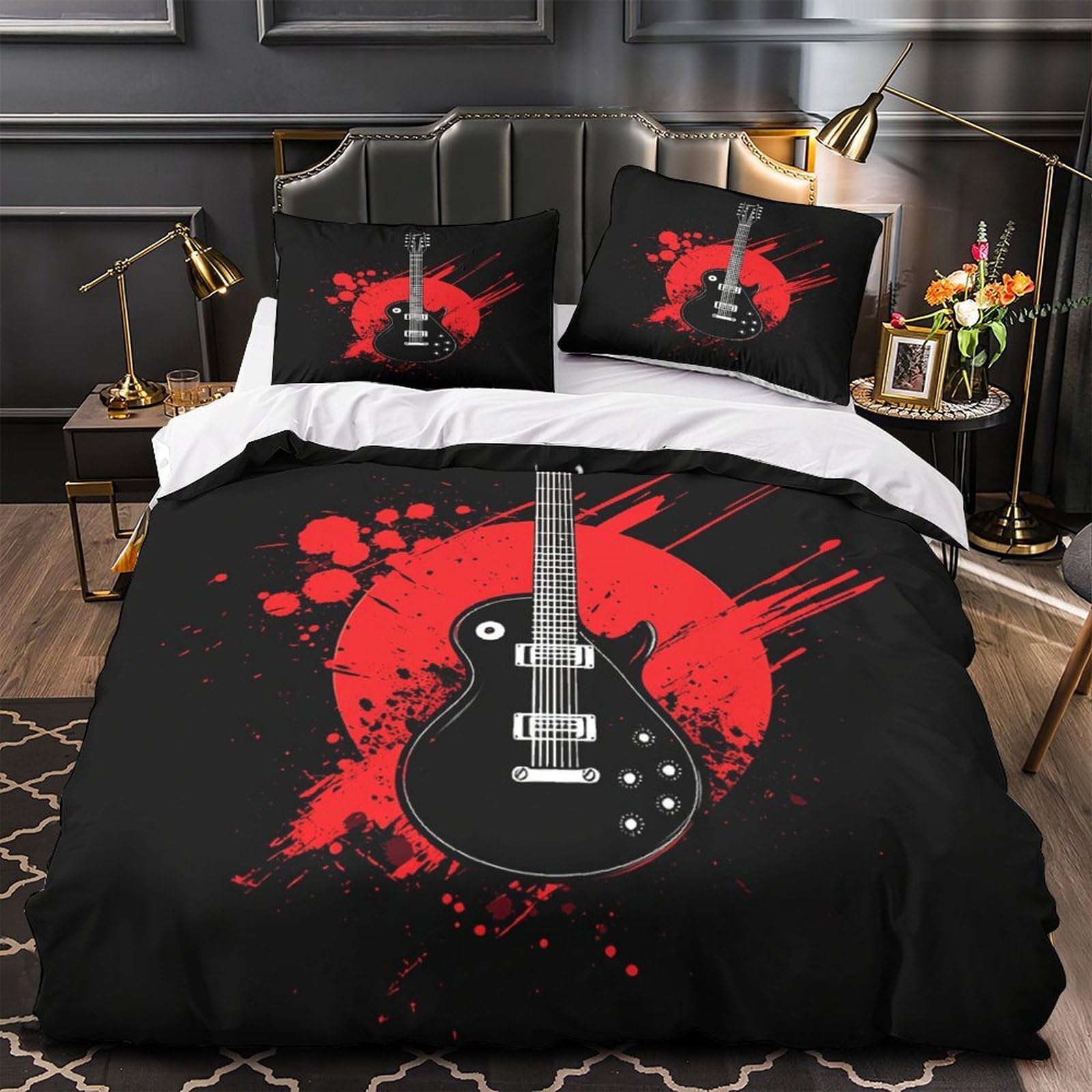 Housse de couette guitare électrique 3D rock microfibe Super King