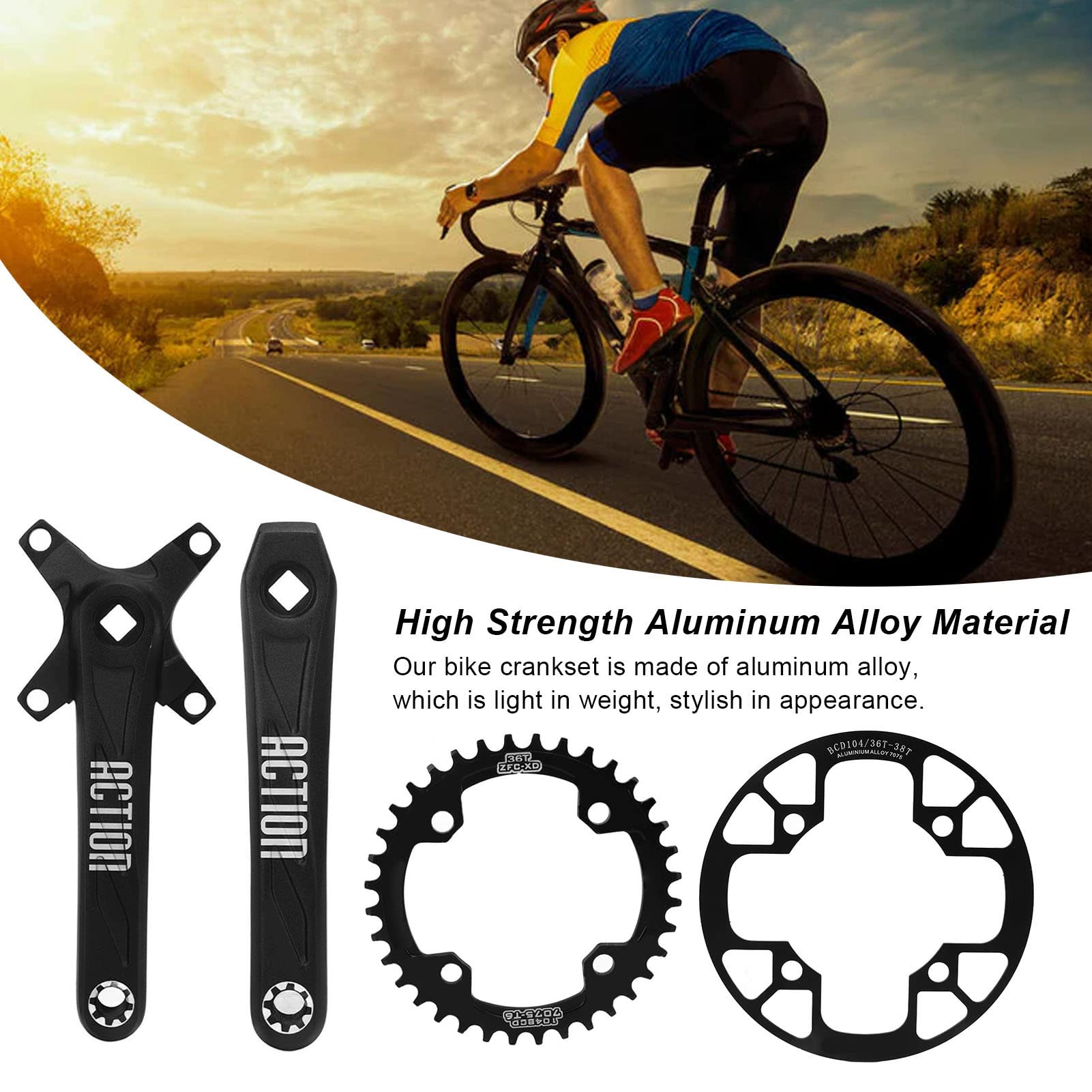 Mechanizm Korbowy Rowerowy, Zestaw Ramion Korby do Rowerów Górskich, ramię Korby z wąską, szeroką tarczą 36T z płytką ochronną, Idealne do Napraw Szosowych i Górskich