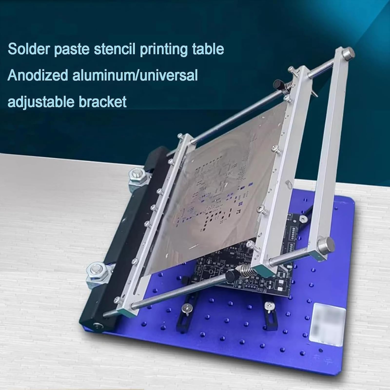 Máquina de impresión de pasta de soldadura, mesa de impresión SMT de escritorio para prototipos de PCB de precisión, tamaño máximo de impresión 170 x 170 mm, mesa de trabajo ajustable en altura 260 x