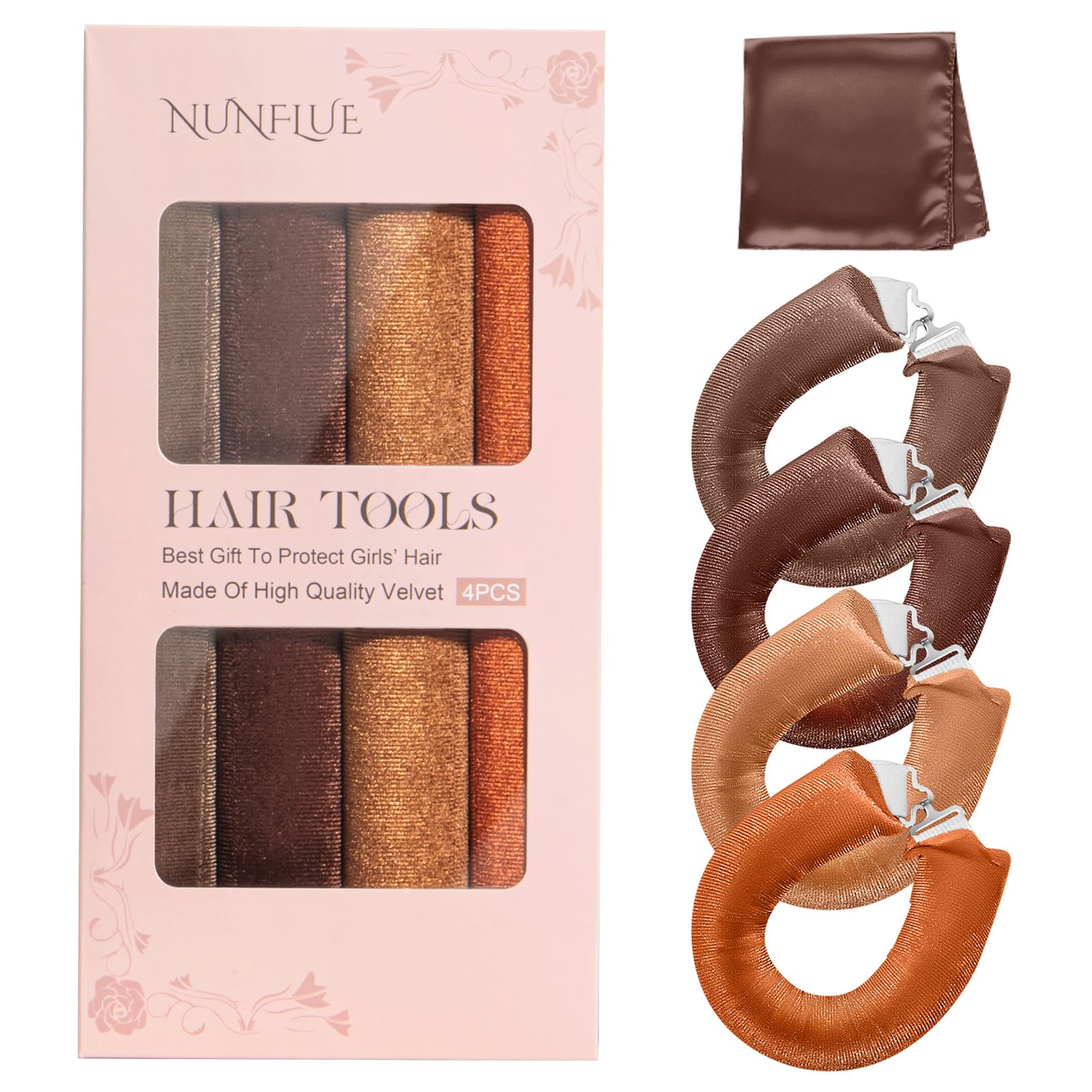 Heatless Hair Curlers Set- 4Pcs Soft Hair Curlers to Sleep In No Damage Velvet Curling Rods with Silk