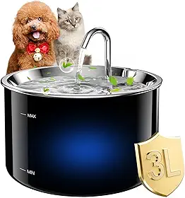 Bebedouro para Gatos com Filtro,3L Fonte de Agua para Gatos Cães Pet Inox Silenciosa Automático