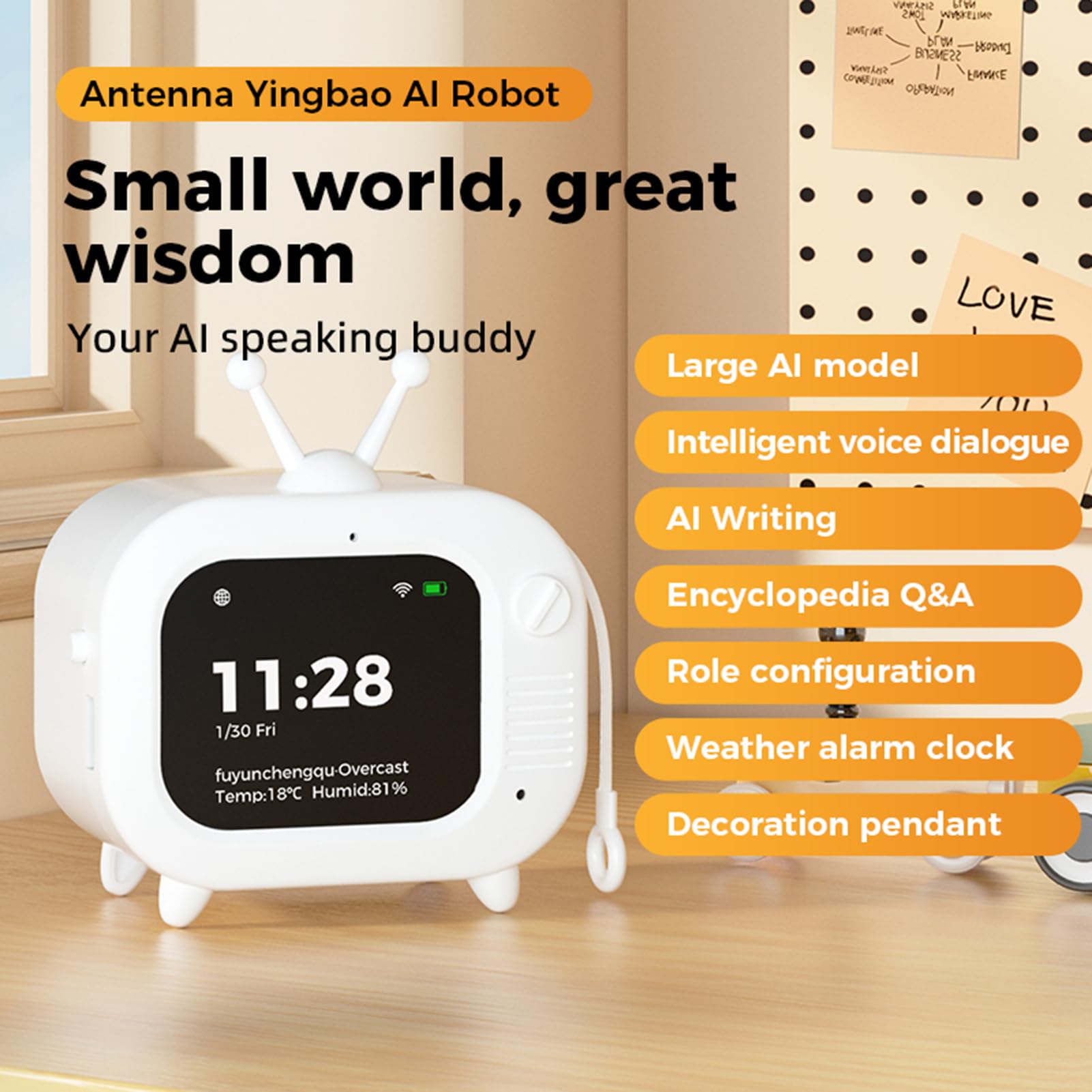 Asixxsix Inteligentny Robot Towarzyszący AI ze Sterowaniem Głosowym, Obsługuje ChatGPT i Inne Modele AI, Interaktywna Zabawka Edukacyjna dla Dzieci i Dorosłych, ponad 60 Języków, Asystent
