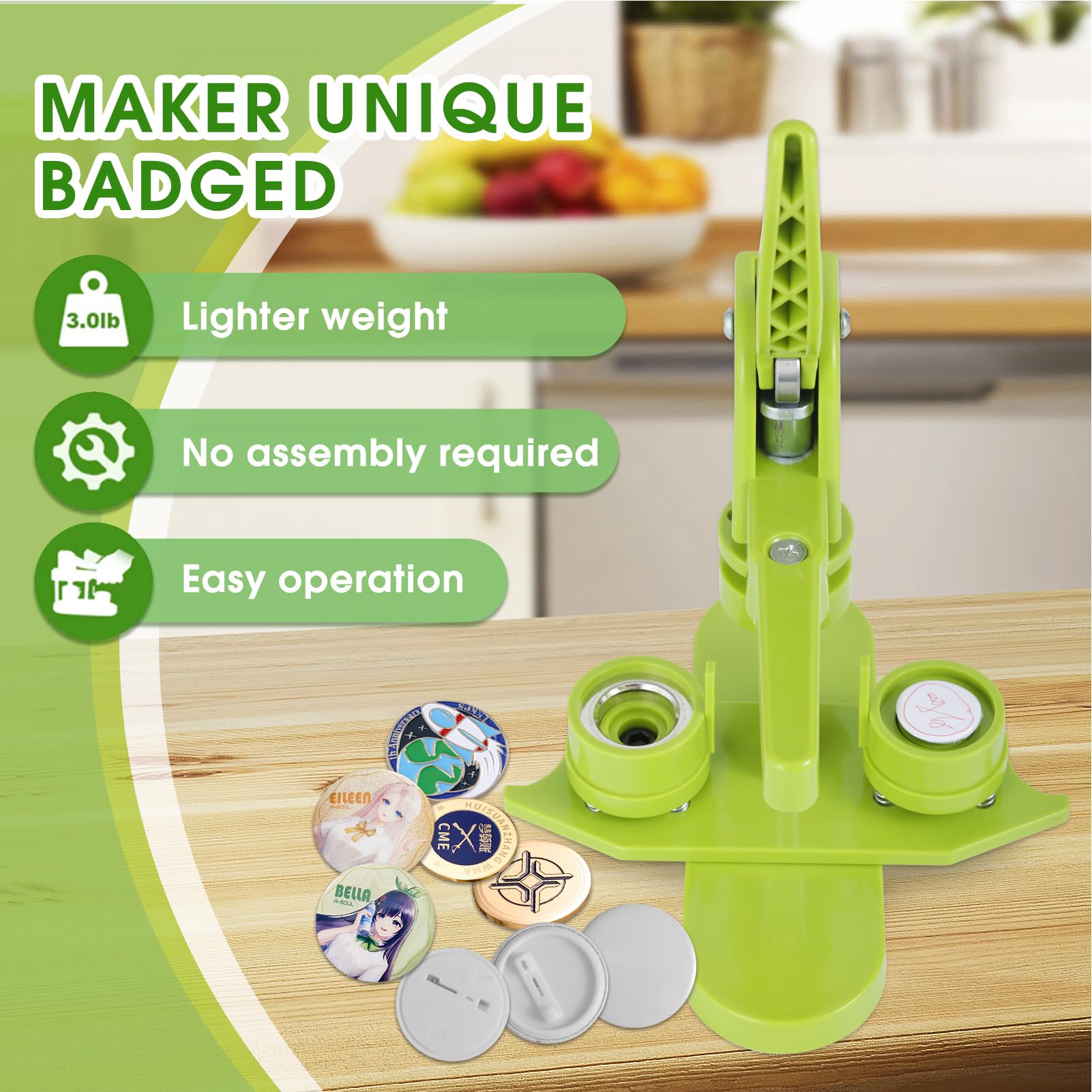 Button Maker Machine 25mm mit 100 Knöpfen & Kreisschneider DIY Badge Press Machine