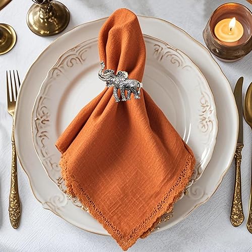 Miniatura 2 de Juego de 12 servilleteros de elefante plateado para Navidad, Halloween, Acción de Gracias, servilleteros de animales para baby shower, jardín,