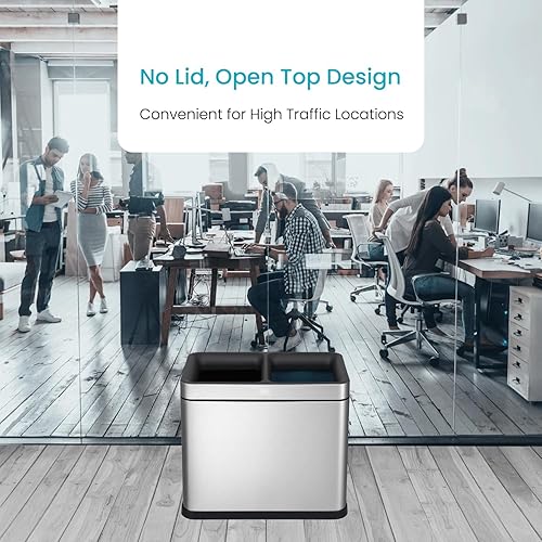 Miniatura 10 de Home Zone Living Bote de basura de cocina de 8.7 galones con parte superior abierta, acero inoxidable, forma delgada