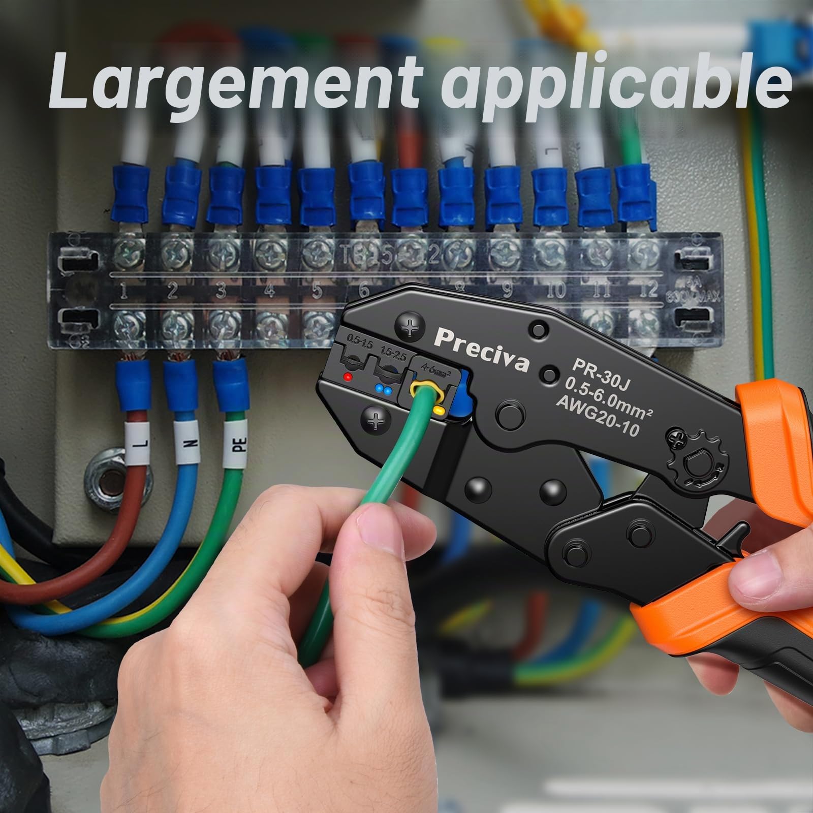 Pince à Sertir Preciva, 0.5-6mm², 18 Types, 400pcs Cosses Electriques, AWG20-10, Isolées pour Réparations Électriques