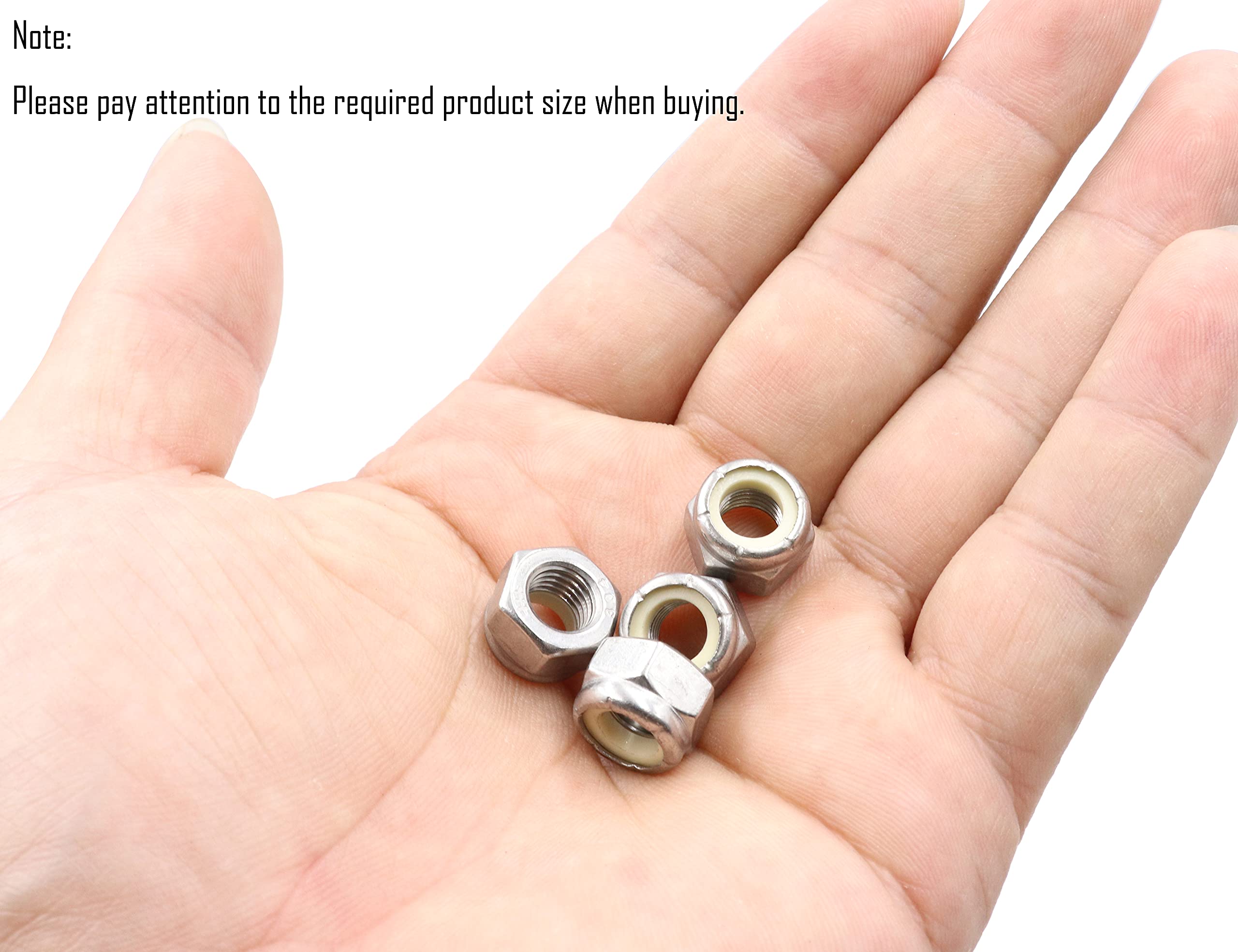 #10-24 Nylon Insert Locknuts - 100 Pack, 304 Stainless Steel Hex Lock Nuts For Vibration Resistance