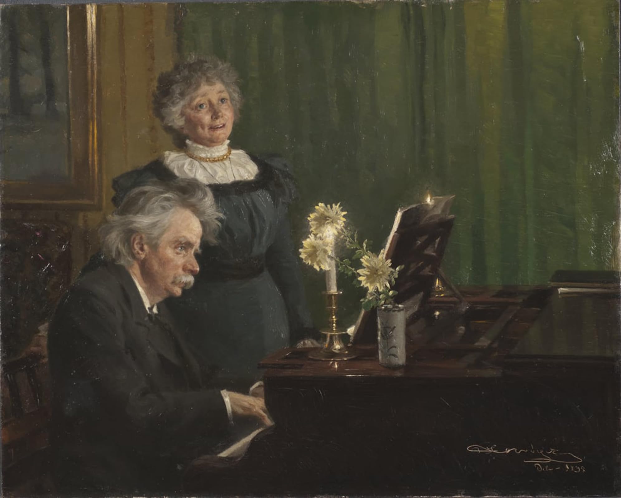 SERENDIPITP Abstract Painting Mural Print Picture Wall Decor Painting Edvard Grieg and Nina Grieg by Peder Severin Krøyer Vintage Wall Artwork for Home Decor 60x90cm