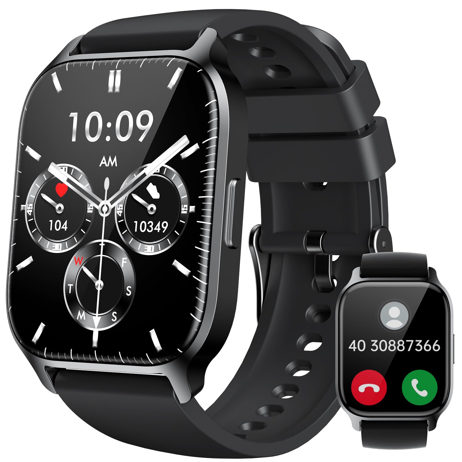 LLKBOHA Reloj Inteligente Hombre con Llamada Bluetooth - 1.85" Smartwatch con Podómetro,Ritmo Cardíaco,Sueño,SpO2 Monitor,112+ Modos Deportivos,Impermeable Relojes Hombres para iOS Android