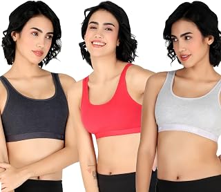 Tofty Sports Bra for Girls & Women (Combo Pack of 03, Cup Size A & B) Price In India