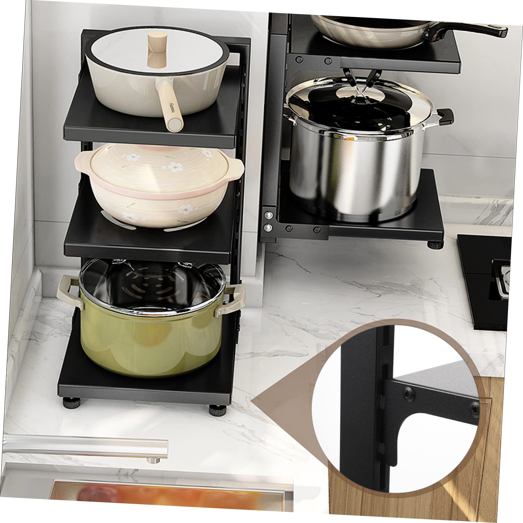 COLLBATH Organizer Per Pentole e Padelle Sottolavello Rastrelliera in Acciaio Al Carbonio Design Scatto Per Spaziatura Multiuso Per Cucina e Bagno Contenitore Ordinato Per Oggetti Da Toelet