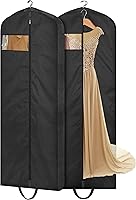 MISSLO 65" Long Waterproof Garment Bags for Travel - 2 Pack Dress Bags for Wedding Gowns, Suits, Coats - Hanging Storage Protector, Black