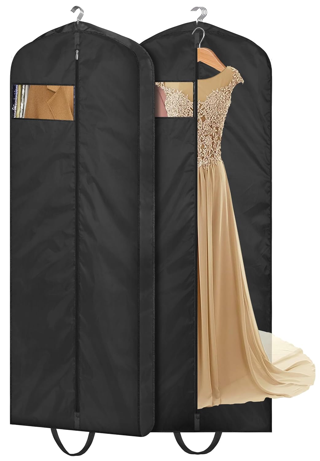 MISSLO 65 Long Garment Bags for Travel Dress Bags for Hanging Clothes Wedding Dress Cover Waterproof Clothes Protector